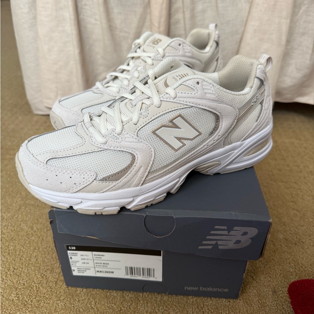 NEW WITH BOX!!! New balance 530 white/beige. Size 9.5 women / 8 men